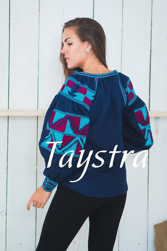 Embroidered Blouse Vyshyvanka  Linen, embroidered linen, ethno, style boho chic, Bohemian, Vyshyvanka  Multi Color Embroidery Linen, Ukrainian embroidery ,Embroidered clothes,Dark blue Blouse 