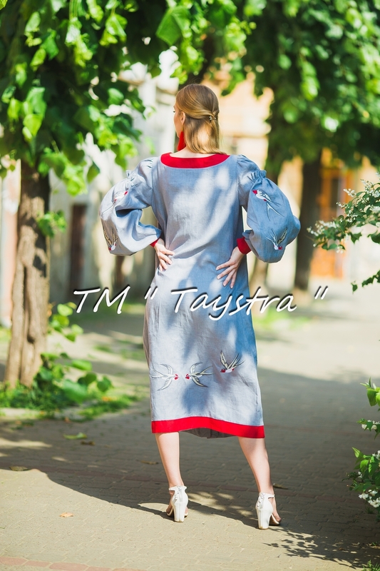 Embroidered dress Boho, ethno, style boho chic, Bohemian, Vyshyvanka Dress Multi Color Embroidery Linen, Ukrainian embroidery, Gray Dress