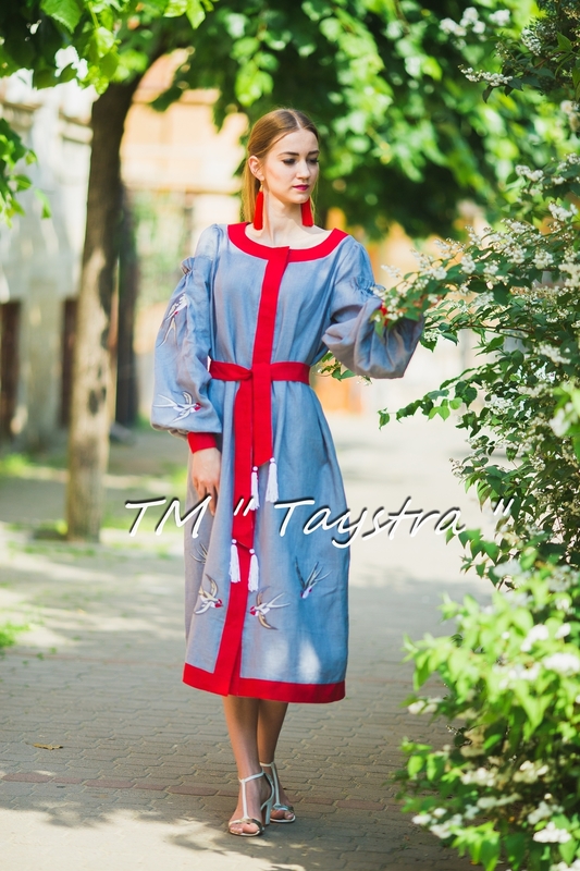 Embroidered dress Boho, ethno, style boho chic, Bohemian, Vyshyvanka Dress Multi Color Embroidery Linen, Ukrainian embroidery, Gray Dress